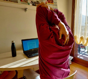 Ragazza in piedi davanti al PC