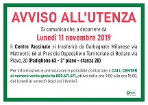 Cartello per l’utenza – Centro Vaccinale