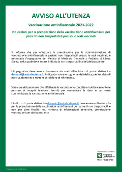 Indicazioni per pazienti non trasportabili