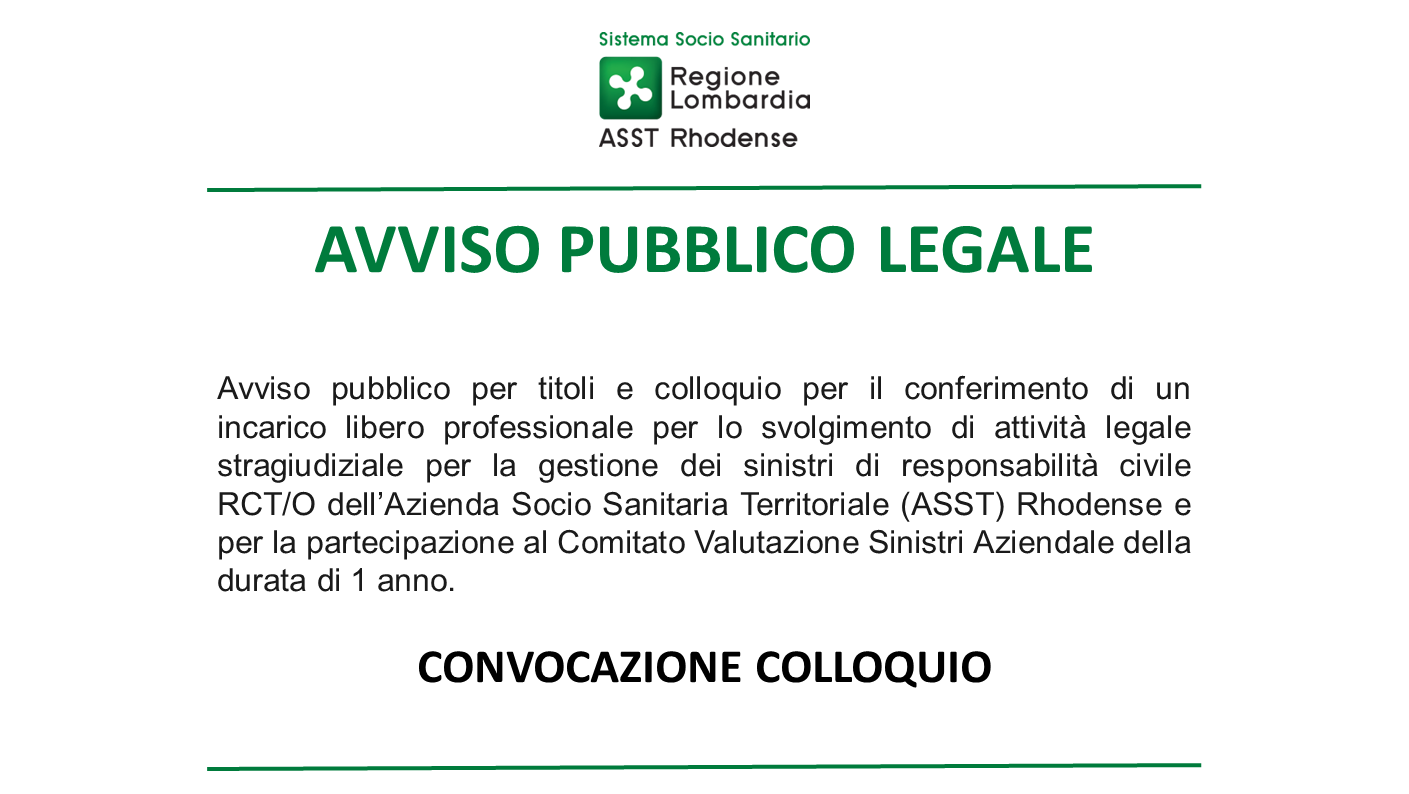 locandina CONVOCAZIONE COLLOQUIO AVVISO PUBBLICO LEGALE