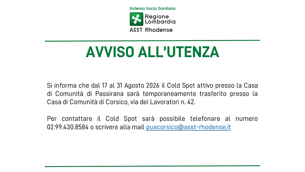 Cold Spot nella Casa di Comunità di Corsico