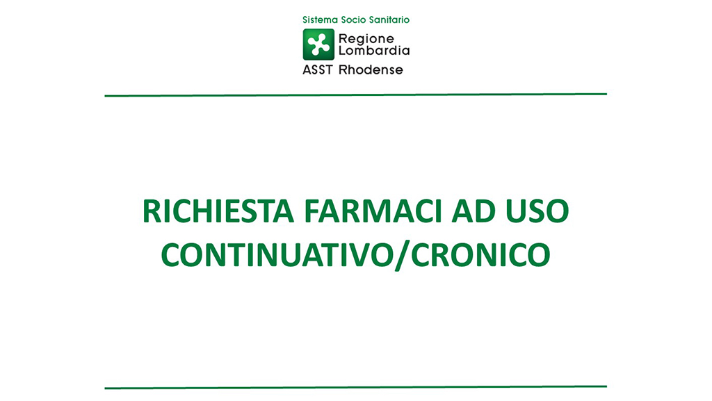 RICHIESTA FARMACI AD USO CONTINUATIVO/CRONICO