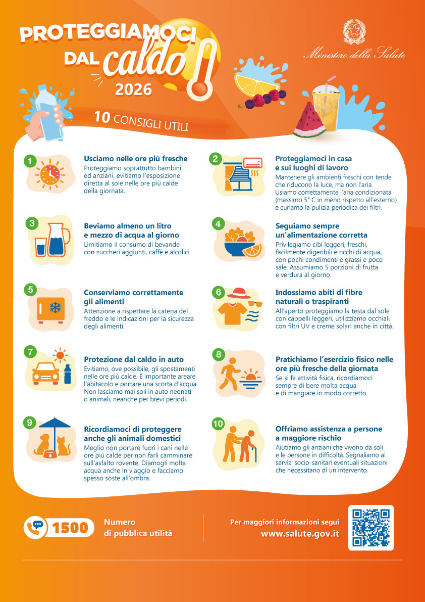 Illustrazione dedicata alla prevenzione dei rischi del caldo estivo